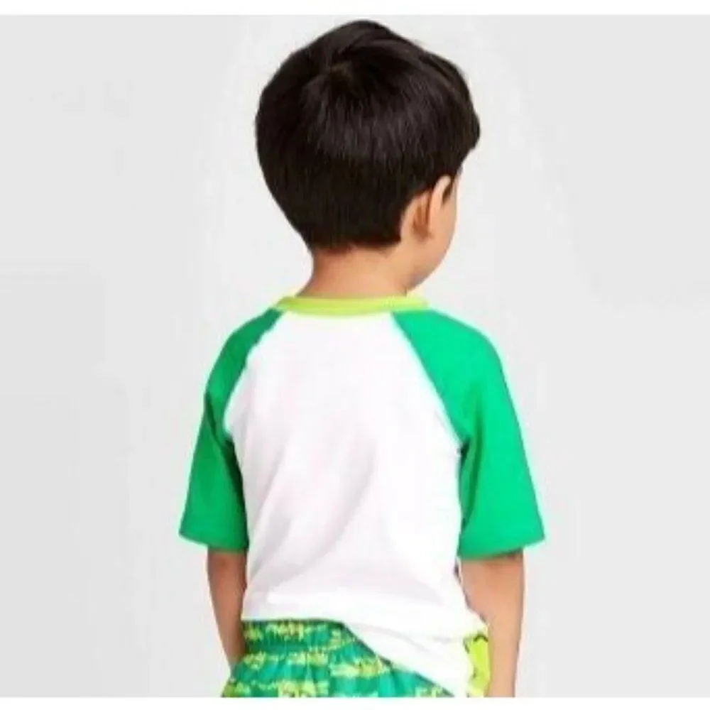 Toddler Boys' Alligator Short Sleeve Raglan Rash Guard Swim Shirt‎ - 2T